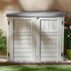 Horizontal 34 Cubic Feet Plastic Outdoor Storage Shed with Floor and 3 Door Locking System for Backyard, Garage, or Patio Use 6
