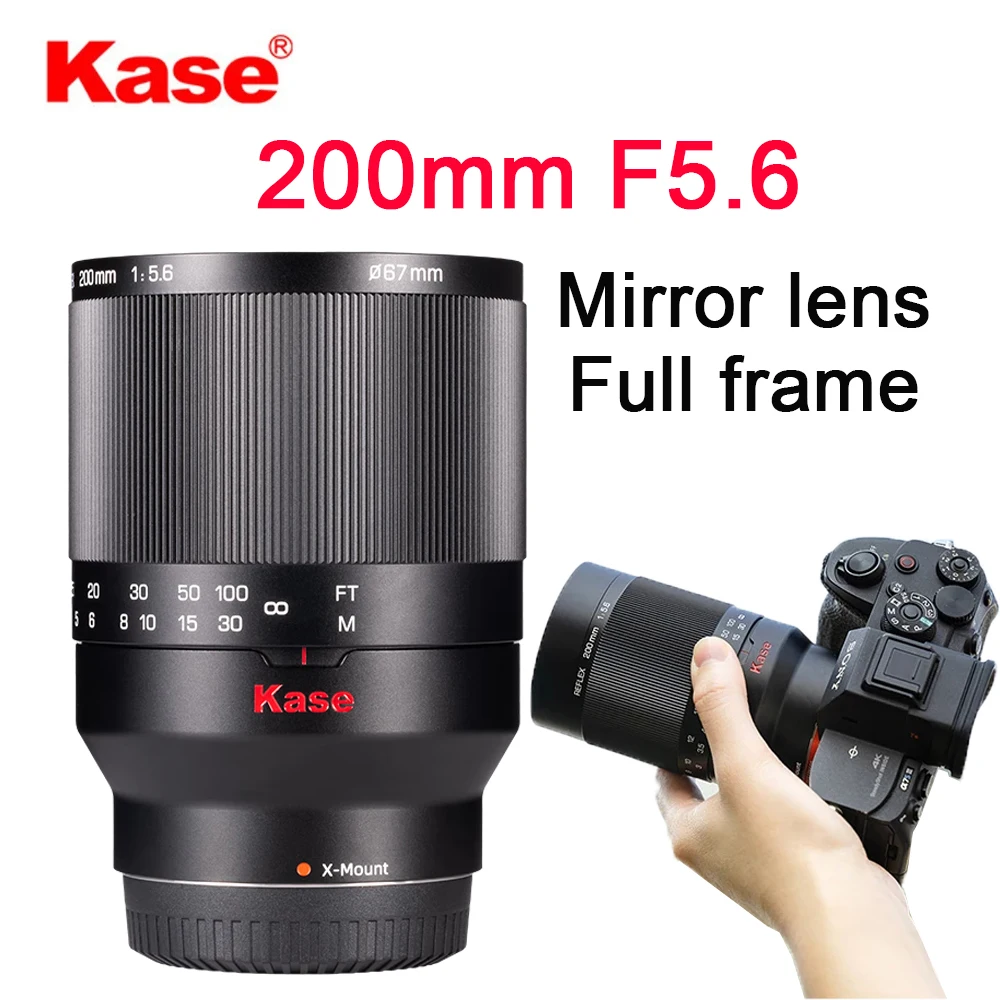 

Kase 200mm F5.6 Lens Full Frame Manual Focus Mirror Lens For Sony E Fuji XF/GFX Nikon Z Canon EF/RF Mount Cameras ZFC zve10 R5
