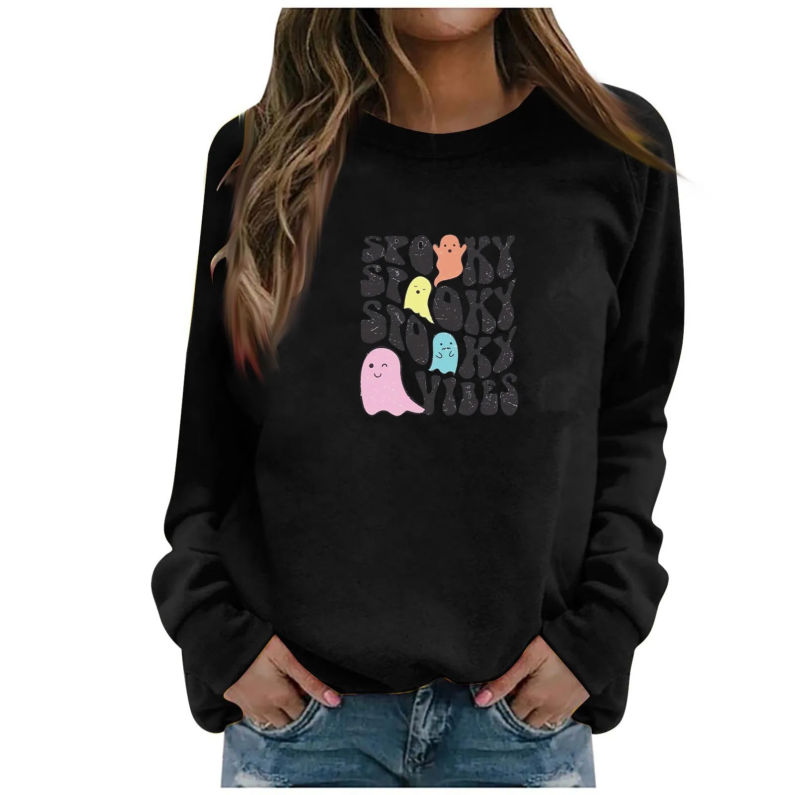 

Зимняя одежда, женский Повседневный Кардиган, Свитер, осенняя мода, свитшоты с длинным рукавом и принтом на Хэллоуин, пуловер, топ, женский Свободный Топ