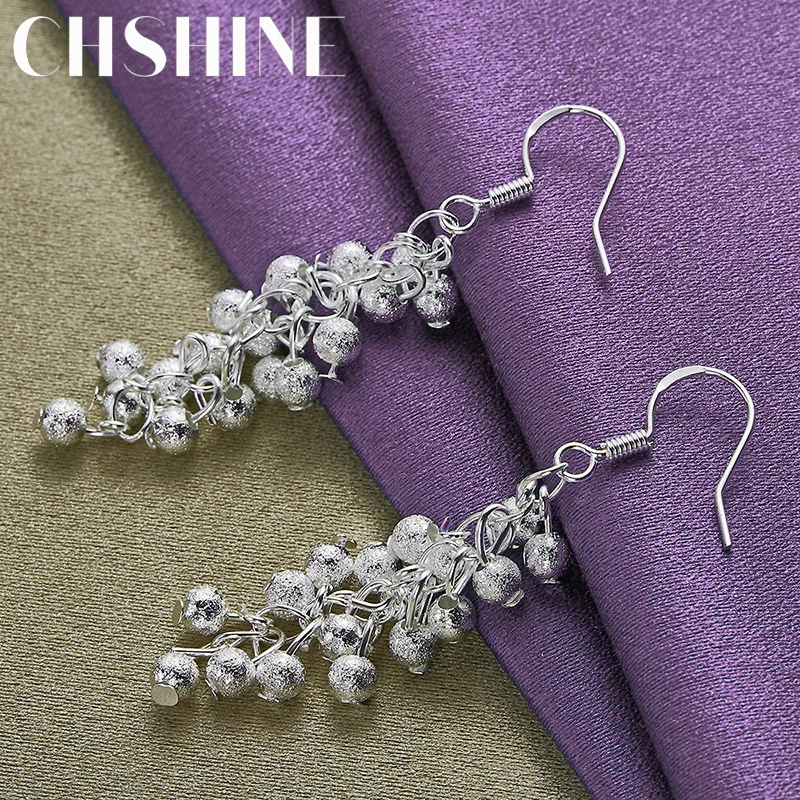 

CHSHINE 925 Sterling Silver Matte Grape Drop Earrings For Women Wedding Party Fashion Charm Jewelry