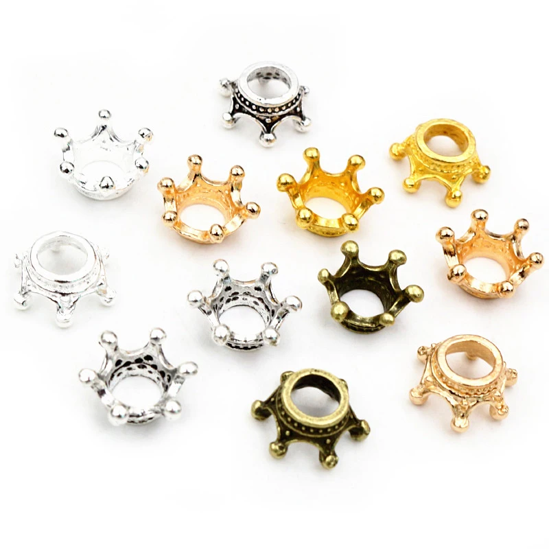 20pcs 14,5 x6mm Legierung Lose Spacer Krone Perlen Gold Silber Bronze Farbe Charms Perlen für DIY Schmuck Machen Armband zubehör