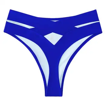 Women Sexy High Waist Swimming Briefs Solid Color Back Cutout Swim Trunks Bikini Bottom Swimwear Beachwear Brazilian Bikini 7