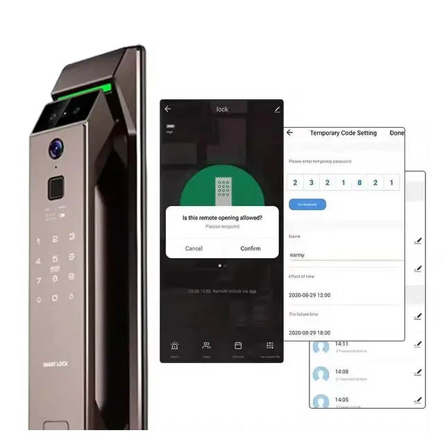 Tuya Electronic Automatic Smart Door Lock 3D Face Recognition Fingerprint Keyless Password Wifi Camera Rfid Card Home Lock 1