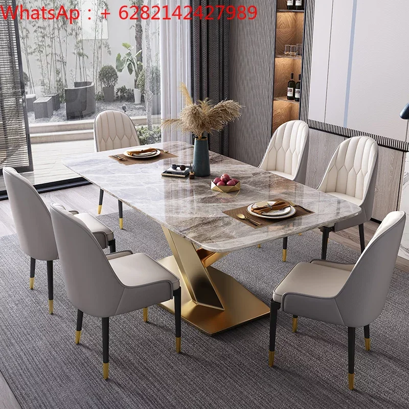 

Light extravagant slate table and chair combination Italian minimalist modern minimalist household marble table
