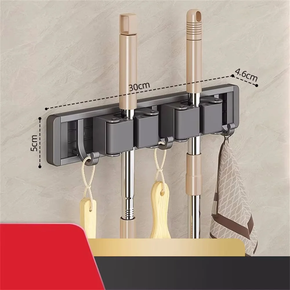 1 Piece Home Decoration Hard-Fitting Bathroom Storage Rack Mop Clip Rack Artifact Mop Wall Clip Broom Mop Hook Home Accessories 6