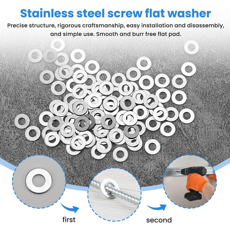 GIGI 100Pcs M3 3 Mm Metric 304 Stainless Steel Flat Washer