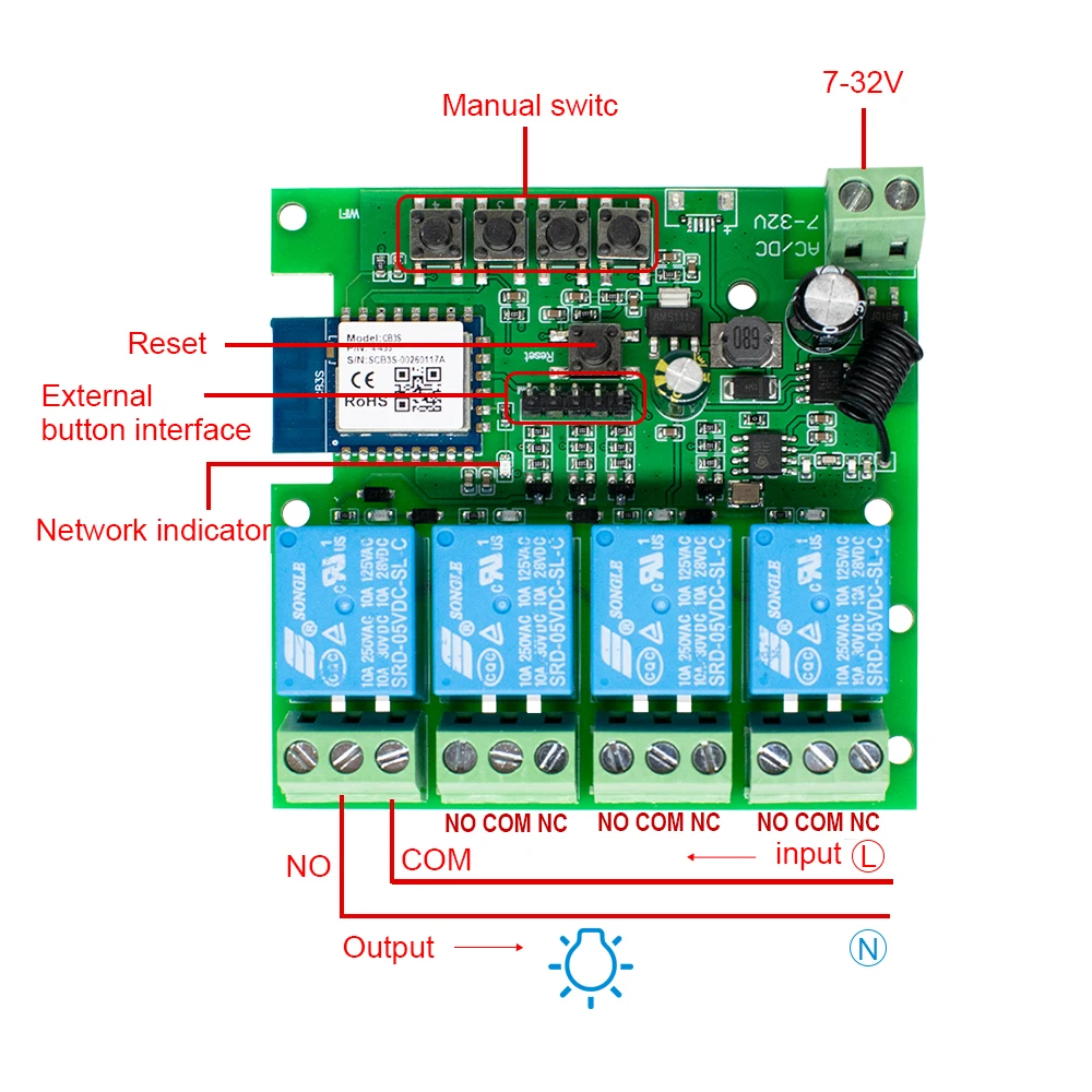 Smart Home Automation WiFi Relay Controller with APP Remote Control and Voice Assistant Compatibility