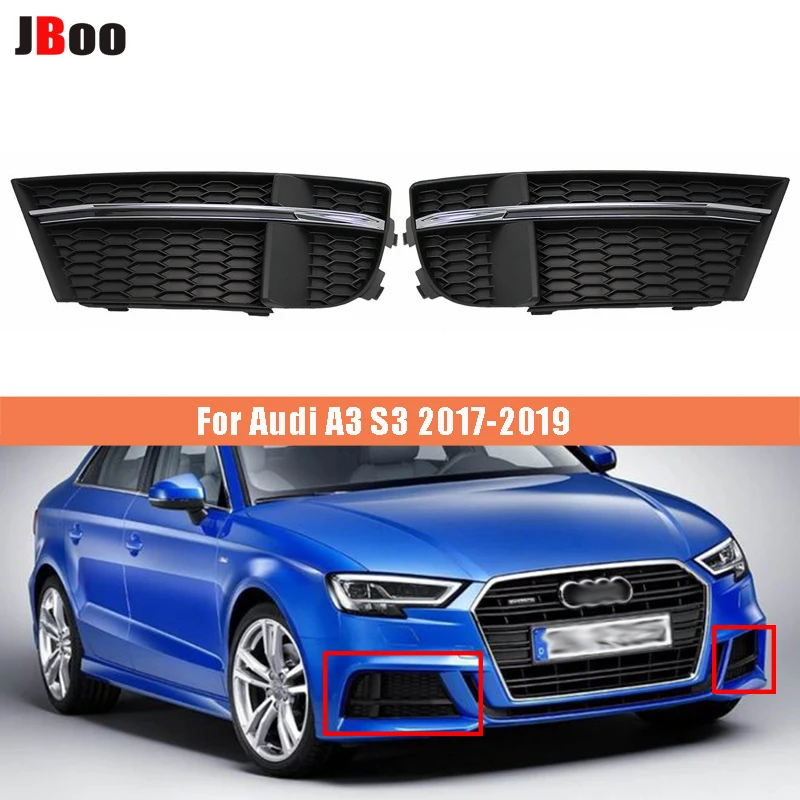 

For Audi A3 S3 S-Line 2017 2018 2019 Car Fog Light Front Bumper Grill Cover Lamp Frame Racing Grille Car Accessories Left Right