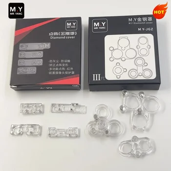 Set di 4 Protezioni per Lenti Fotocamera Posteriore/Anteriore M.Y Phone, Copertura a Matrice di Punti Diamantati Anti-Polvere per iPhone X-17 Pro Max, Strumenti di Riparazione