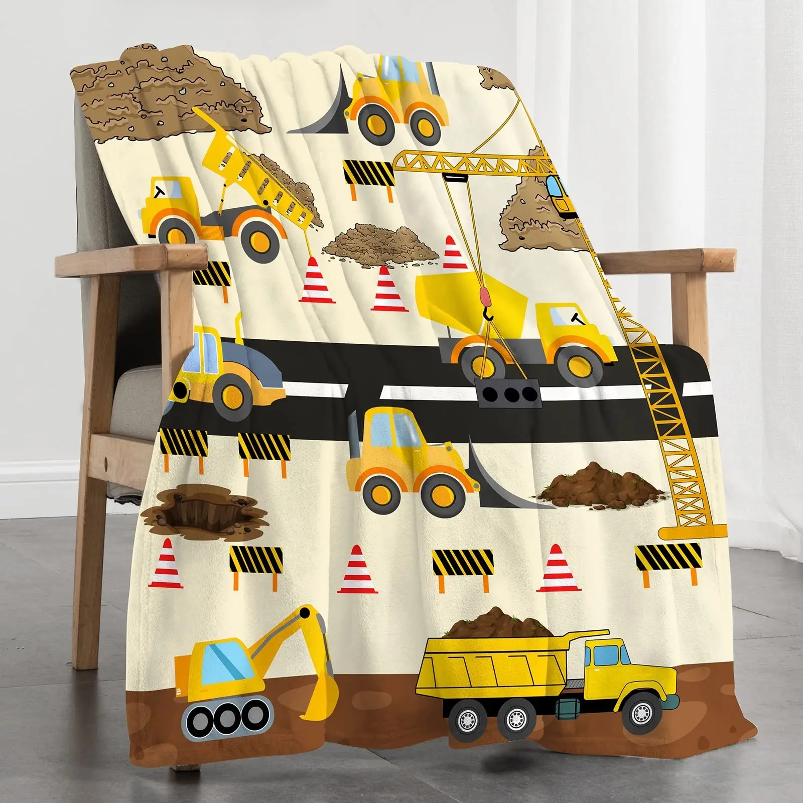 

Trucks Blanket,Soft Flannel Construction Vehicle Throw Blankets for Teens, Cozy Warm Quilt Blanket for Couch Bed, Birthday Gifts