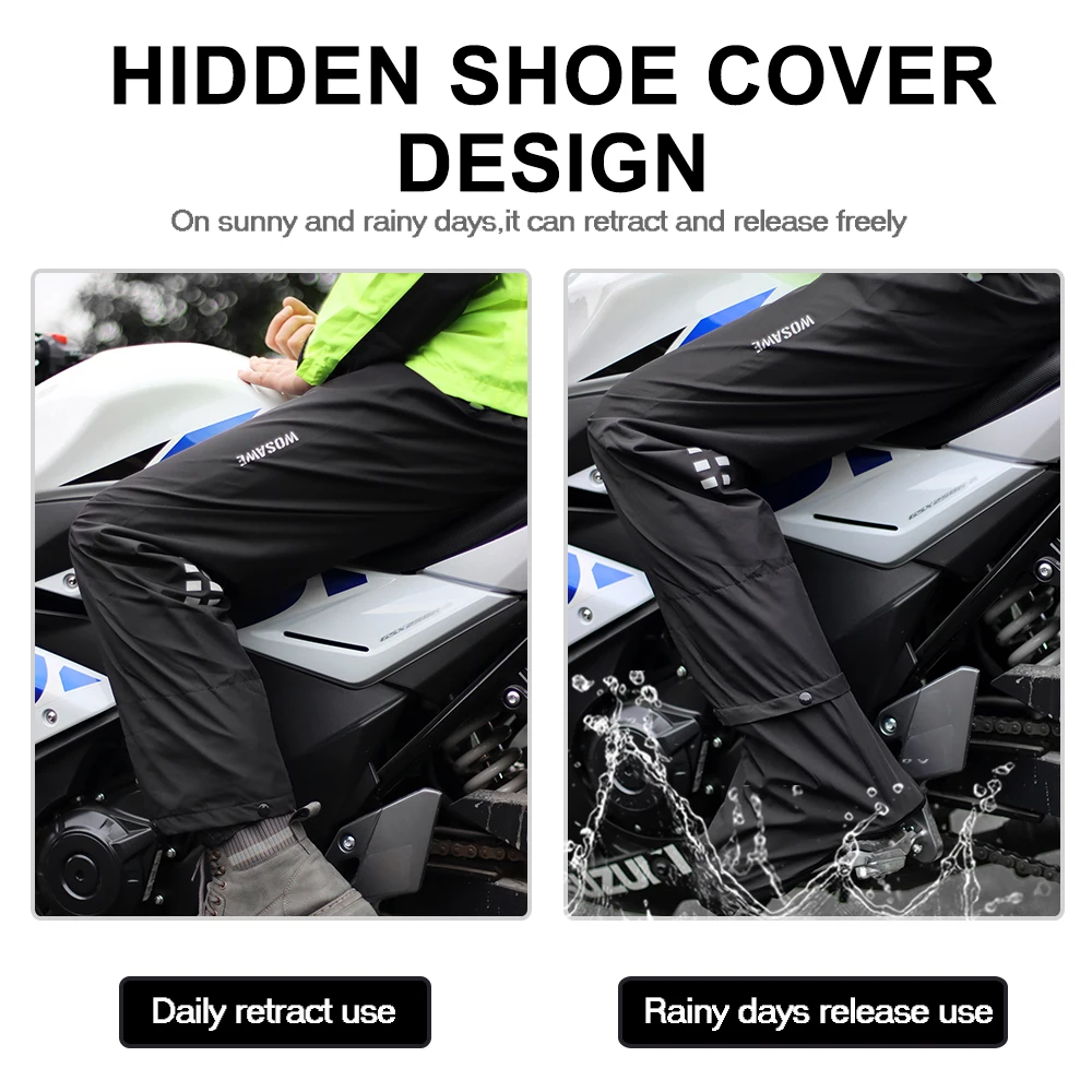 Men Rain Pants Shoe Covers Moto Waterproof Pants for Motorcycle Camping Hiking Fishing Golf disposable rain pants