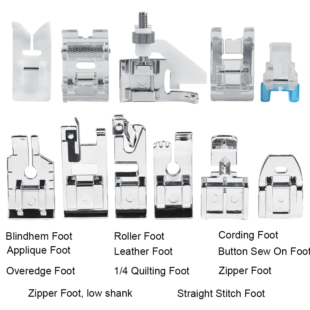 11pcs/set Household Sewing Machine Parts Quilting Zipper Walking Foot Presser Feet Kit