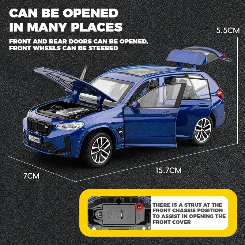 1:32 BMW X3M Diecast SUV Toy Car with Sound and Light Features