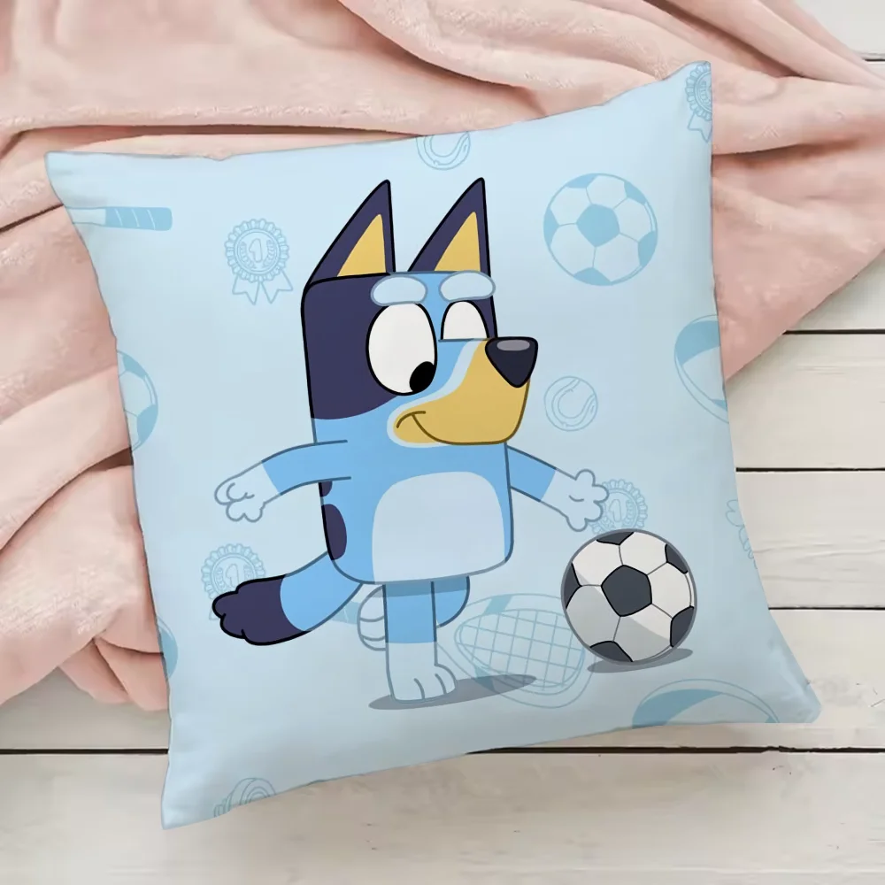 Bluey-B-B-Blueys Pillow Case Pillowcase Anti-dustmite Pillow Invisible zipper silky short plush Sofa cushion cover 5