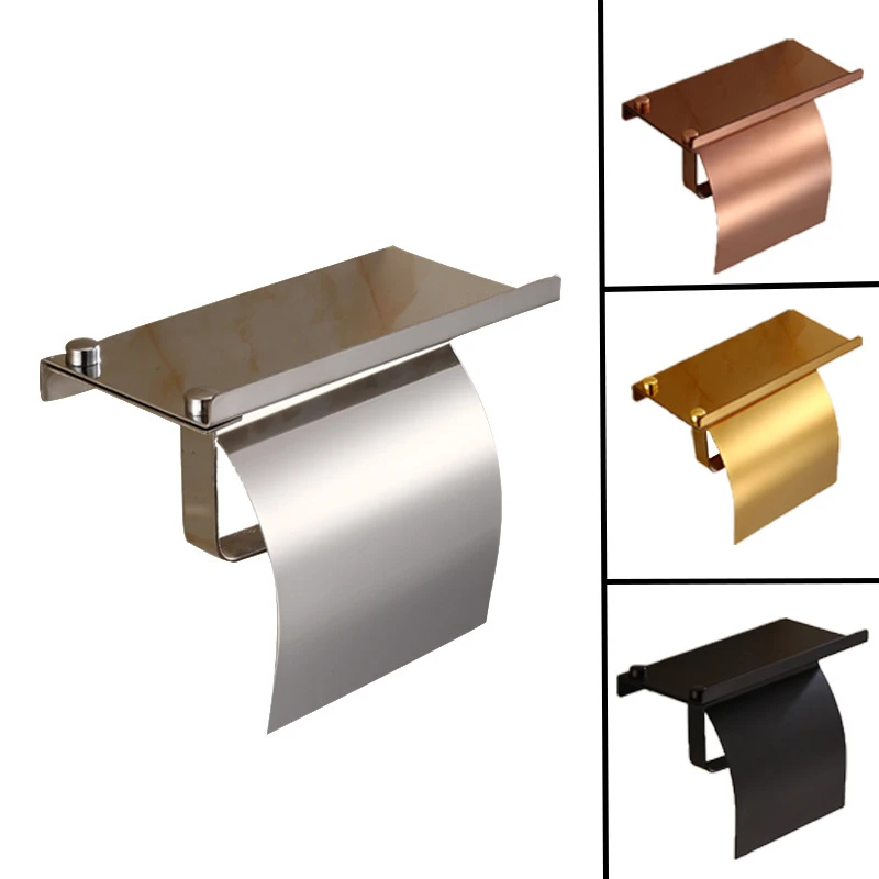 1 Stücke Edelstahl Toilettenpapierhalter Roségold/Golden/Schwarz/Silber Rollenhalter Mit Abdeckung Bad Hardware Wandhalterung