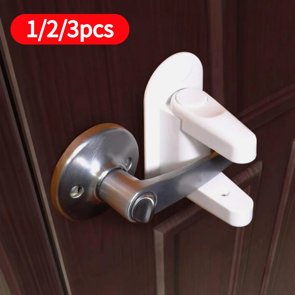 Door Lock Door Latch Safety Lock Universal Door Lever Lock Child Baby Safety Lock Rotation Proof Professional Door Adhesive Security Latch Multi-functional