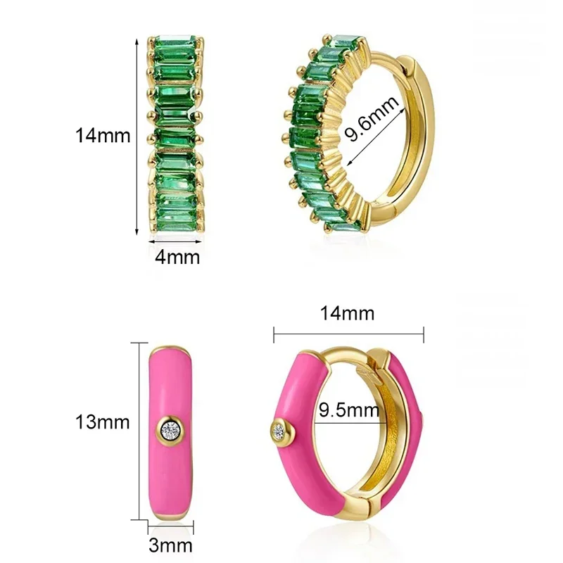 Copper Gold Plated Earring Set For Women Color CZ Zircon Piercing Clip Hoop Dangle Earrings dangle earrings hoop earrings golden earrings