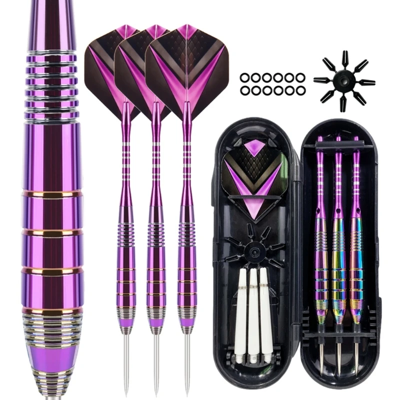 

3 Pack Steel Tip Darts Profession 22g Steel Darts Set with Darts Flight Aluminum Shafts Portable O-Rings Tool Darts Box