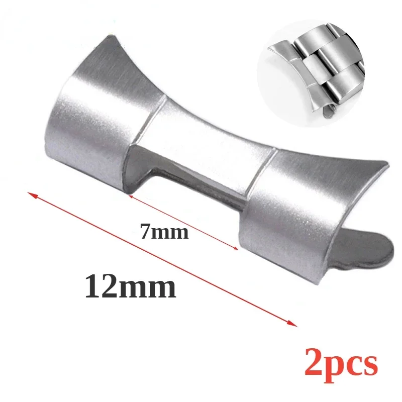 Curved End Link Stainless Steel Watch Bracelet Connectors - Set of 2