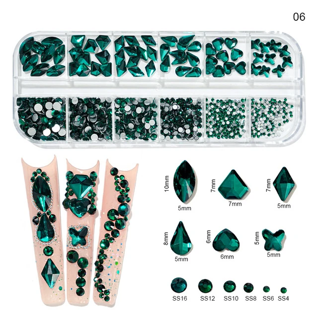 1000 Teile/schachtel Champagner Gold Diamant Nagel Kristall Mixed-Design Nagel Glitter Strass Nicht-HotFix Maniküre Strass Dekoration – Detail 7