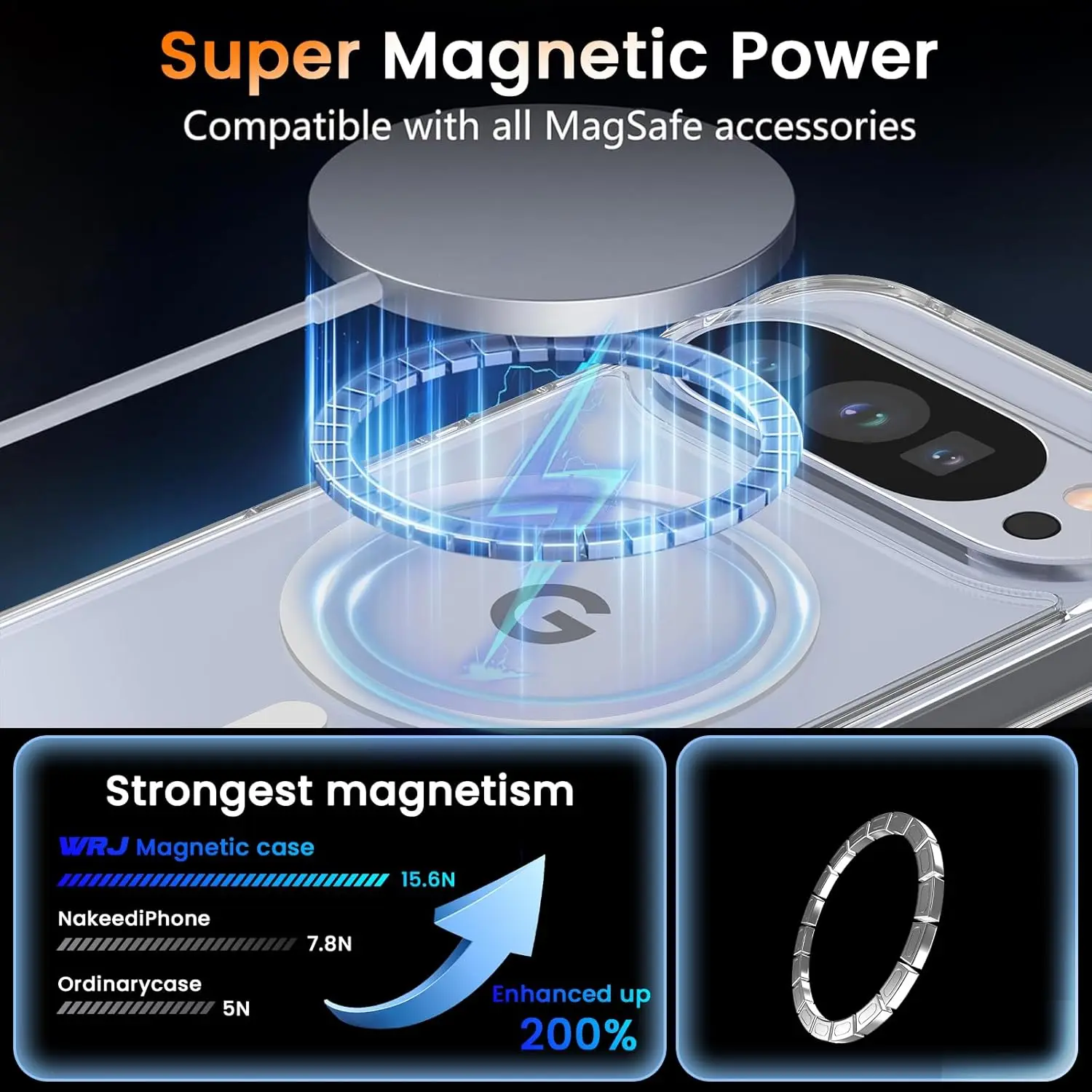 Crystal Clear Slim Magnetic Phone Case - Transparent Soft TPU Cover