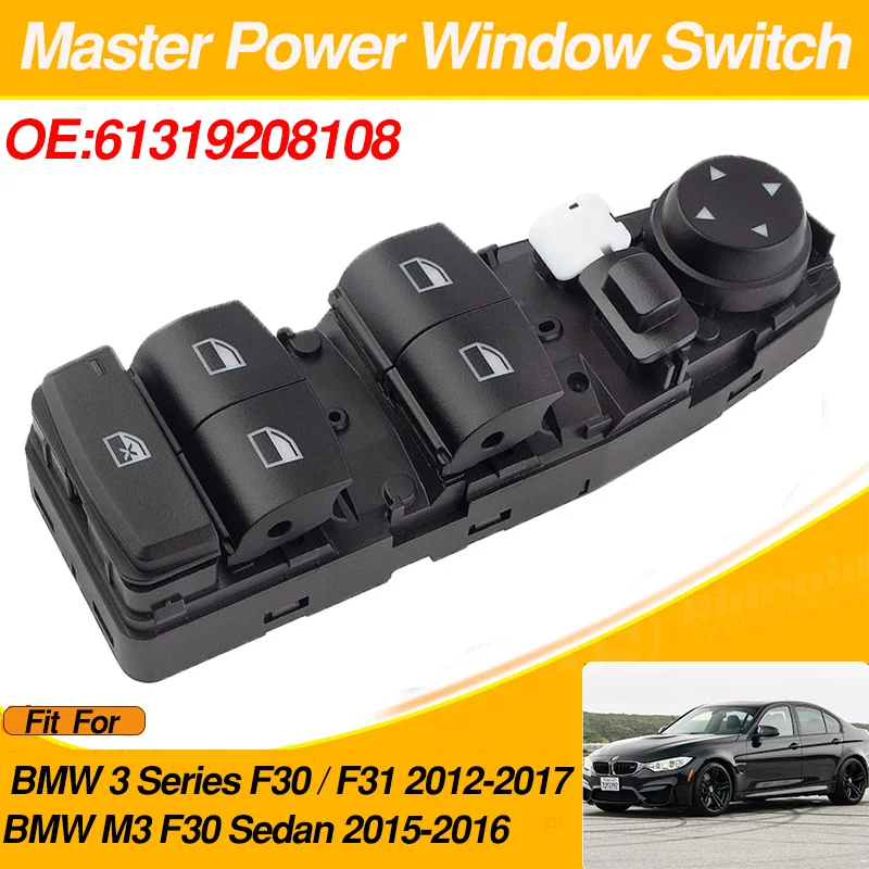 

61319208108 Electric Power Window Switch Button Front Left Driver For BMW 3 Series F30 / F31 BMW M3 F30 Sedan 2012-2017