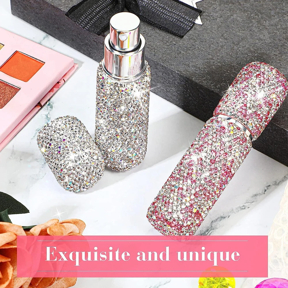Bling Rhinestone 10ml Refillable Perfume Spray Bottle Easy Refillable Empty Perfume Dispenser Aftershave Atomizer Spray Bottle