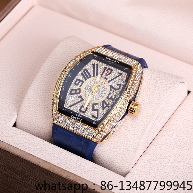 2024 New Frank Watch Men's trend is full of diamonds and