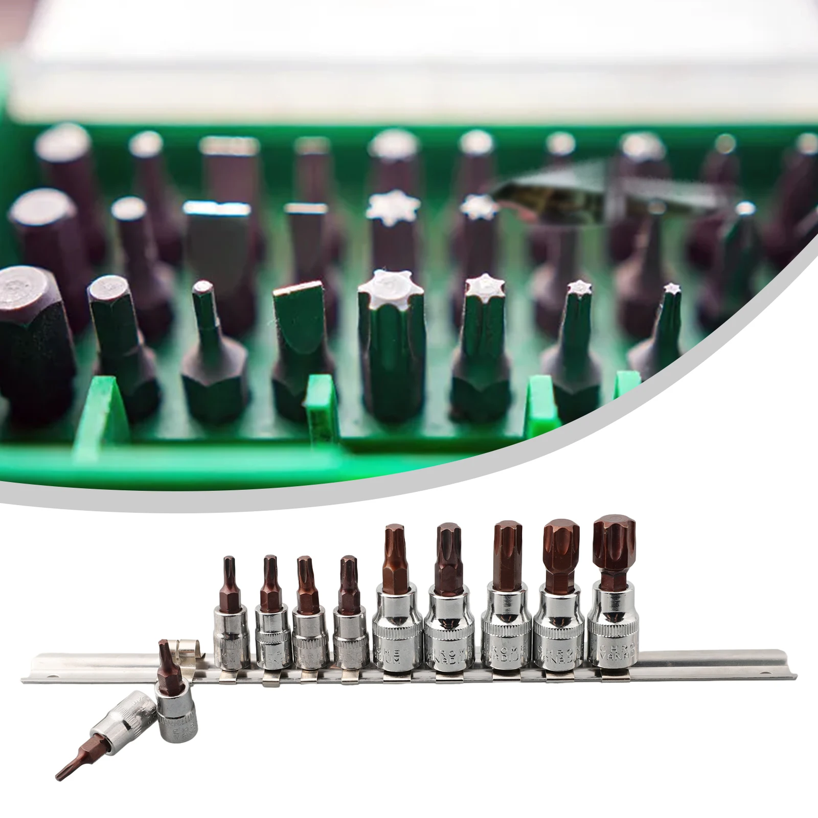 

Press-fit Sleeve 3/8 1/4inch Drive Alloy Torx Screwdriver Bits Socket Bit T10-T60 Tamper Proof Bit Driver Socket Set Hand Tool