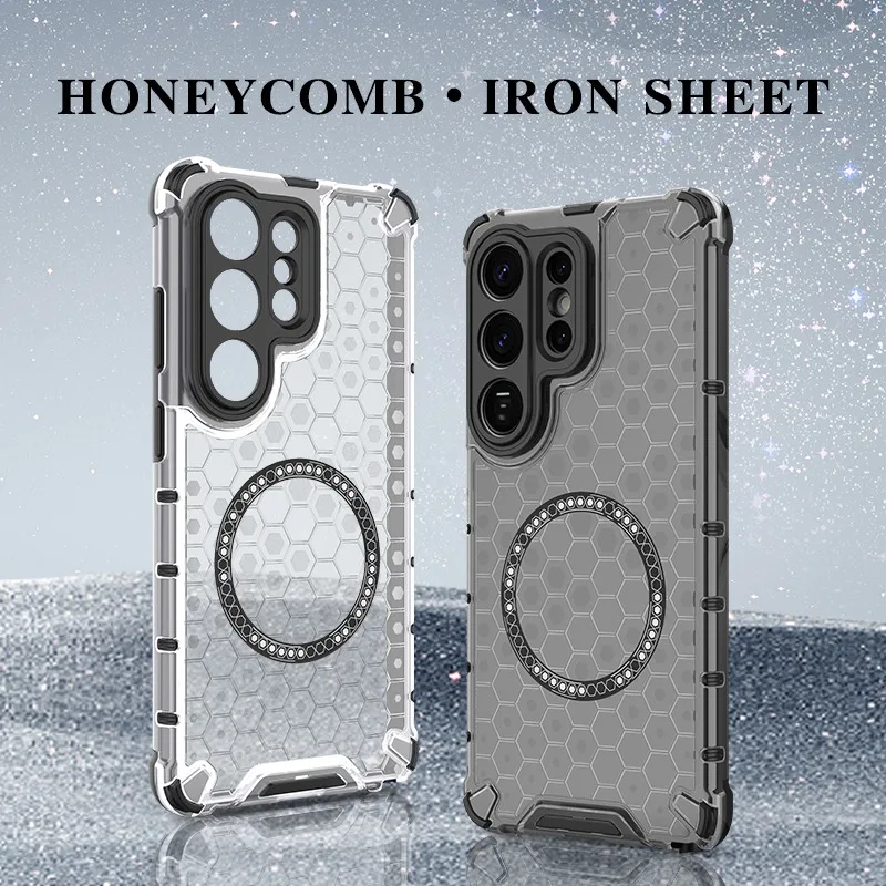 Magnetic Crystal Honeycomb Shockproof Soft Shell Case with Mag-safe Compatibility