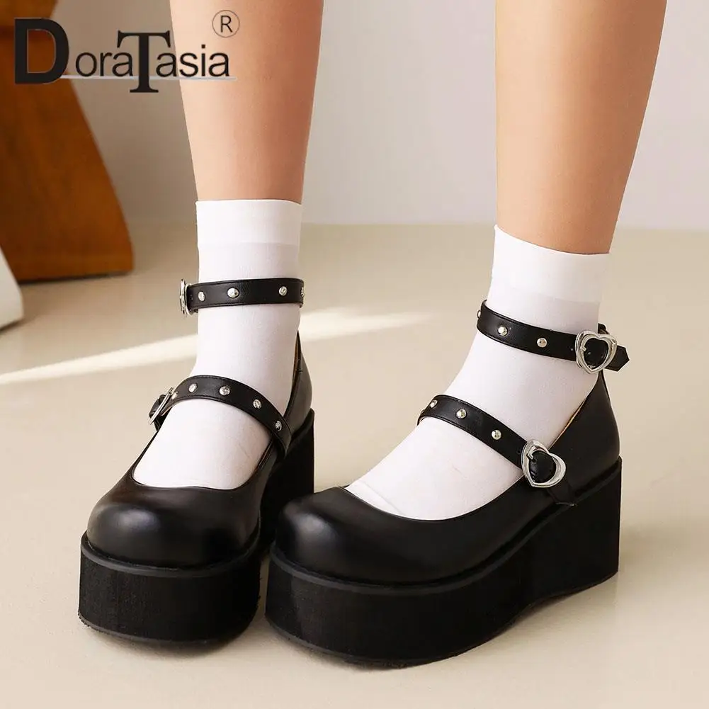 Big Size 34-43 Brand New Ladies Platform Mary Janes Pumps Fashion Buckle Bow Wedges High Heels women's Pumps Party Shoes Woman