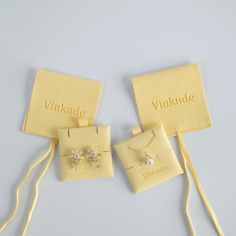 Individuelles Logo Grauer Mikrofaser 8x8cm Schmuckverpackungs-Geschenkbeutel mit 6x6cm Einlage Ring- und Ohrringverpackung Aufbewahrungsbeutel für Hochzeiten – Detail 3