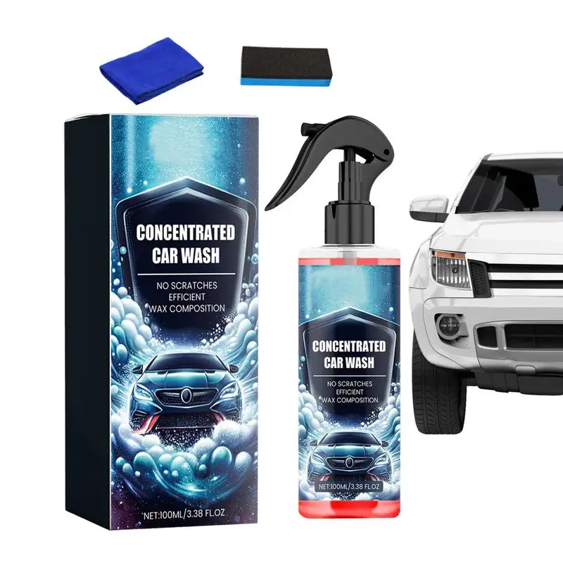 

Car Exterior Cleaner Car Detailing Cleaning Fluid Car Wash Detailing Spray 100ml Car Paint Cleaner Polish Protectant With Sponge