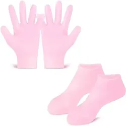 Silicone Moisturizing Mask Set with Ear - Mounted Design - Hydrating Facial, Hand, and Foot Covers (Pink Set)