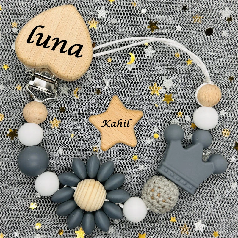 Baby With Name Baby Pacifier Clip Silicone Flower Nipple Holder Clip Chain Silicone Pacifier For Teether Toy New