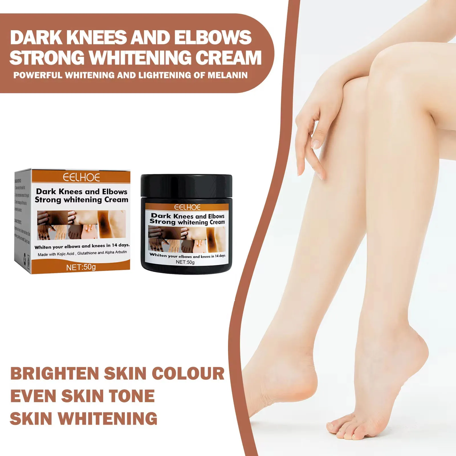Dark Knuckle Wh-itening Cream Pigmentation Elbows Knees Brighten Moisturizing Blemish Fr-eckle Remover Skin Bleaching Cream 50g 5