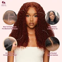 Beautyforever Bye Bye Knots 3.0 perruques de cheveux humains sans colle prêtes à porter Jerry bouclés couleur brun rougeâtre avant de lacet perruque de cheveux humains 6
