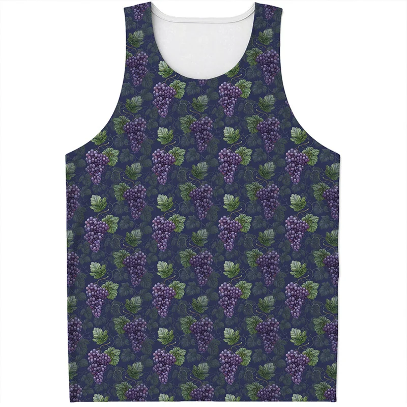 

Colorful Grapes Graphic Tank Top For Men 3D Printed Fruits Vest Fashion Street Loose Waistcoat Cool Kids Sleeveless Tee Shirts