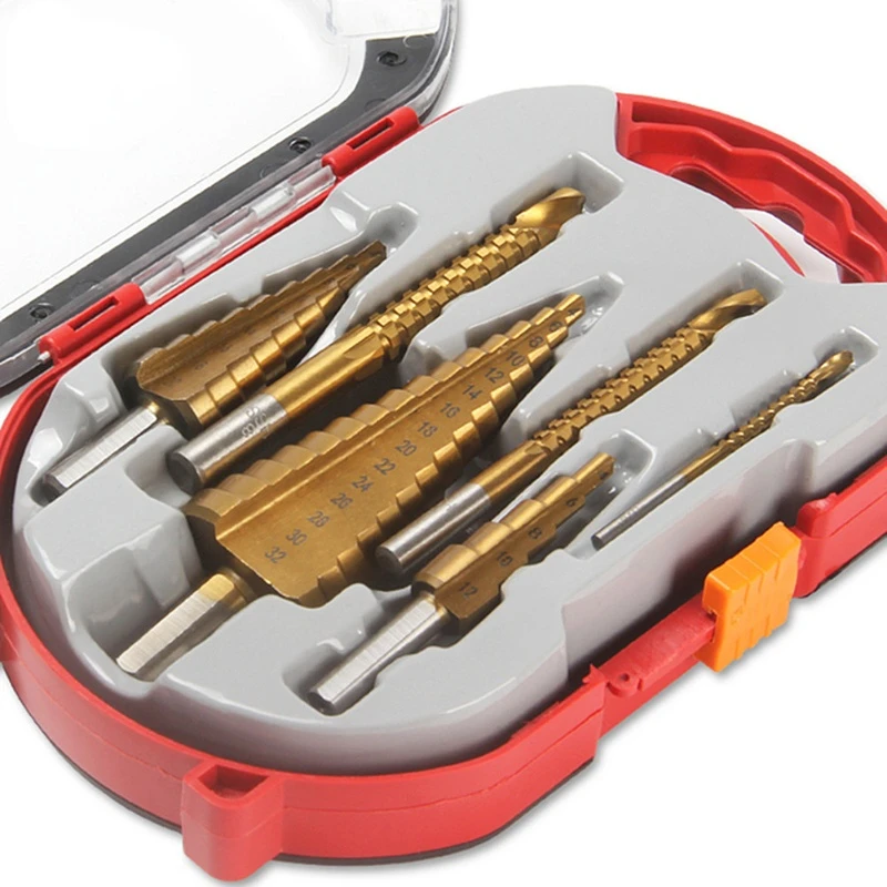 

6pcs Step Drill Bit Saw Drill Bit Set Titanium Milling Cutter 4-12 4-20 4-32mm 3 6 8mm For Woodworking Metal Core Hole Opener