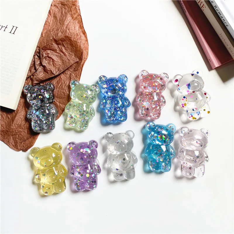 Glitter Cute Bear Foldable Finger Ring Phone Holder and Stand