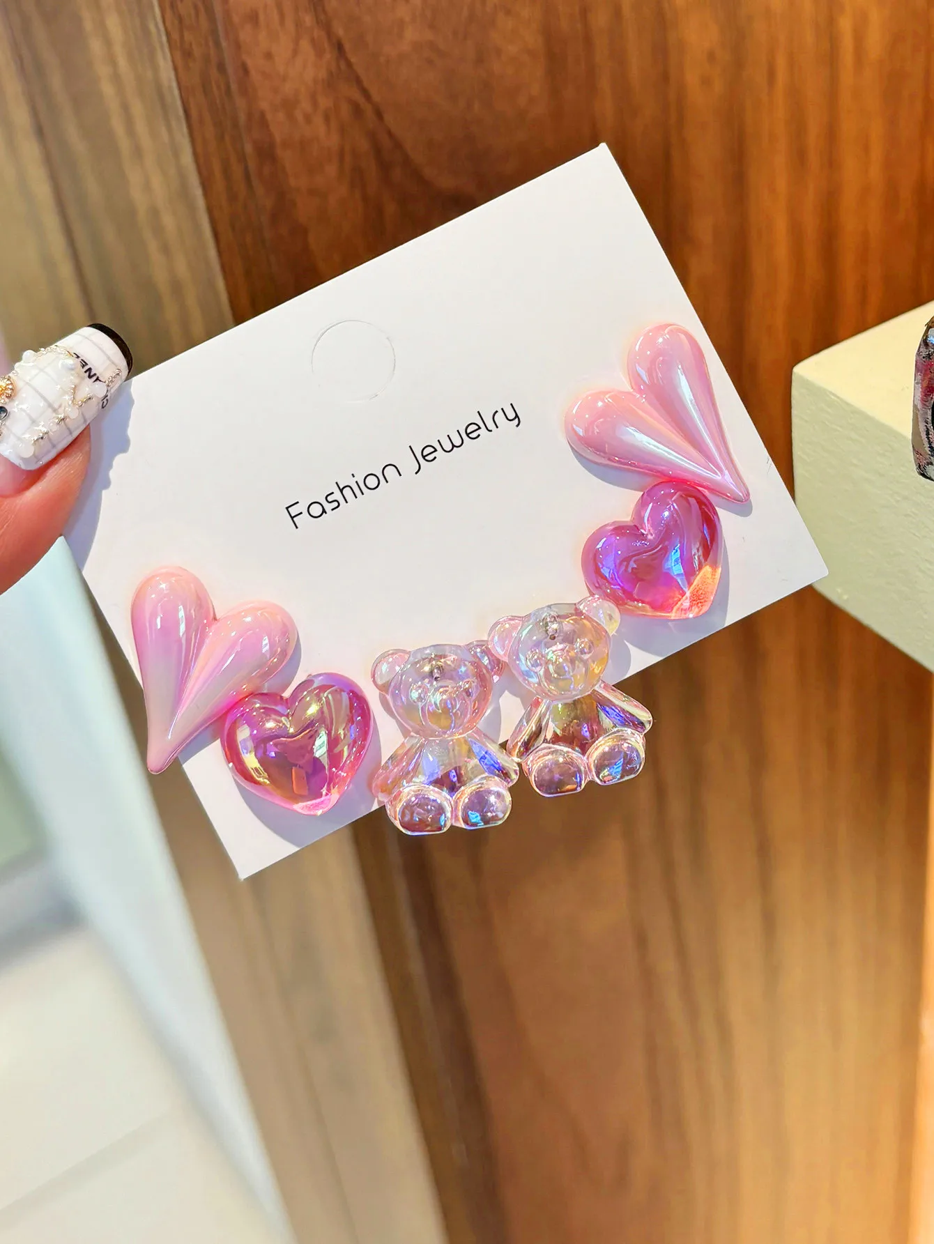 Charm Cute Pink Bear Love Earrings