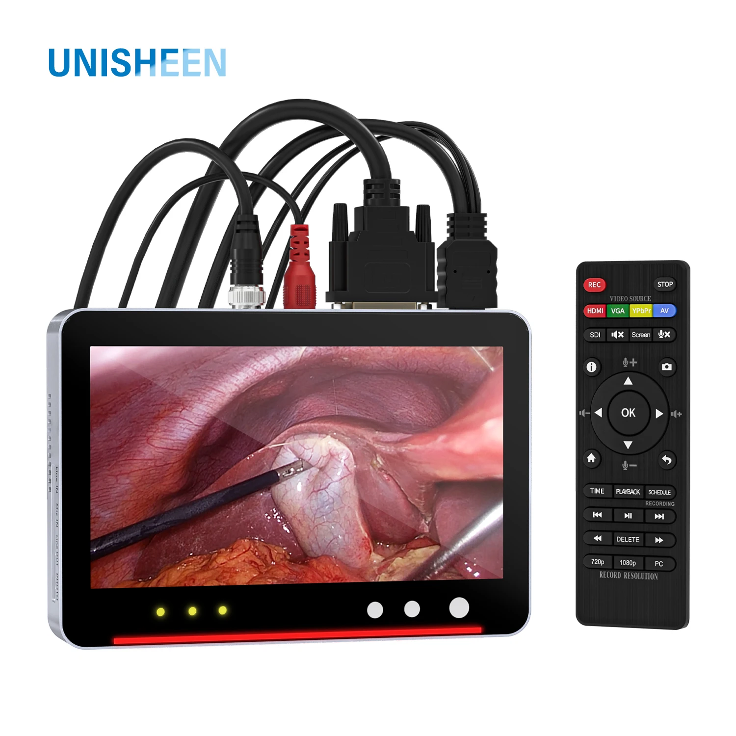 

Unisheen UR550 автономный эндоскоп переключаемый видеорегистратор SDI VGA DVI HDMI YPbPr RCA камера 4K записывающее устройство