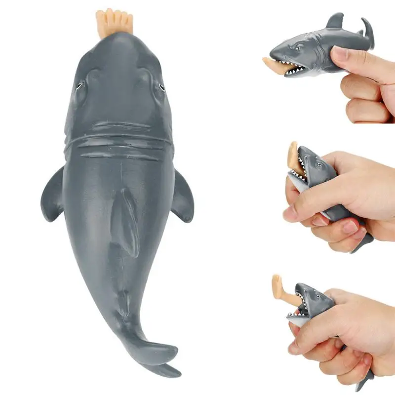 Anti Stress Squeeze Toy Creative Biting Leg Shark Toy Plastic Funny Spoof Trick Gift For Kids Boy Gril Gag Toys