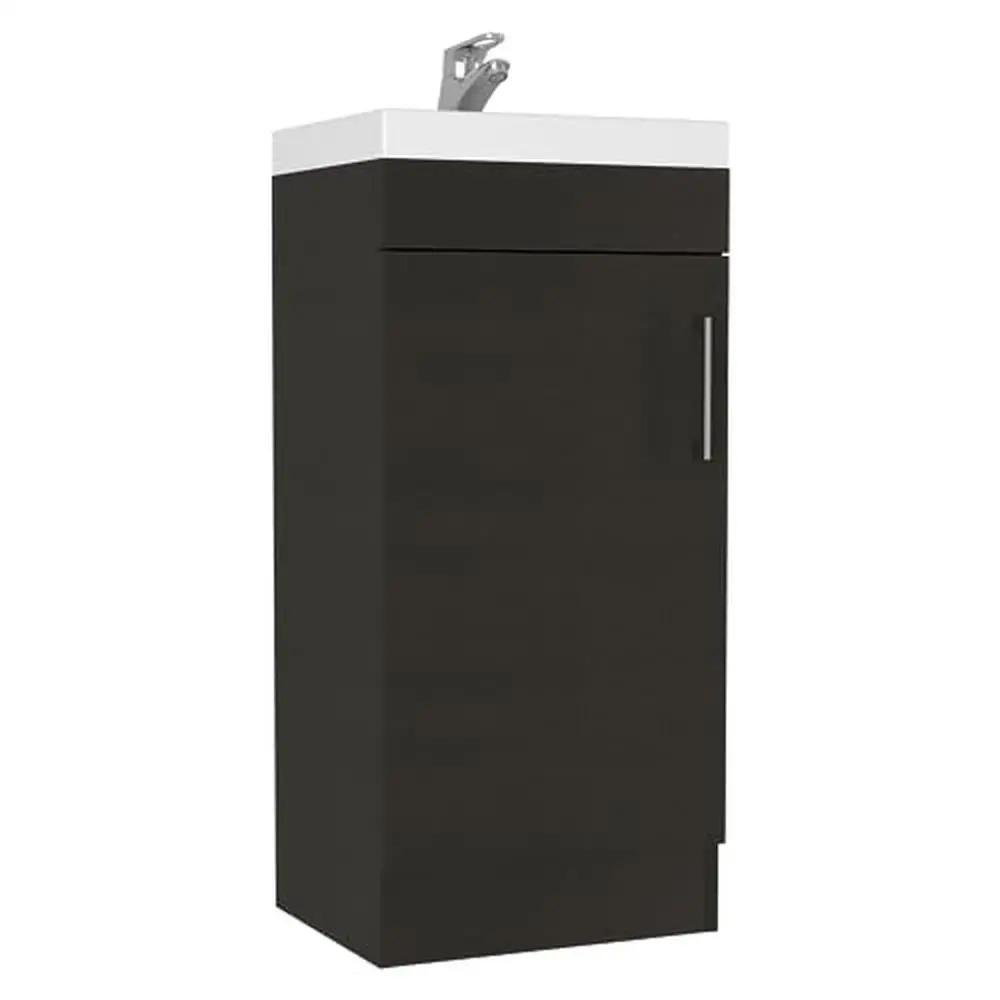 Description Picture 5 of itemBathroom Vanity Cabinet Durable Black Wood Single Door Contemporary Design Compact Size Easy Assembly