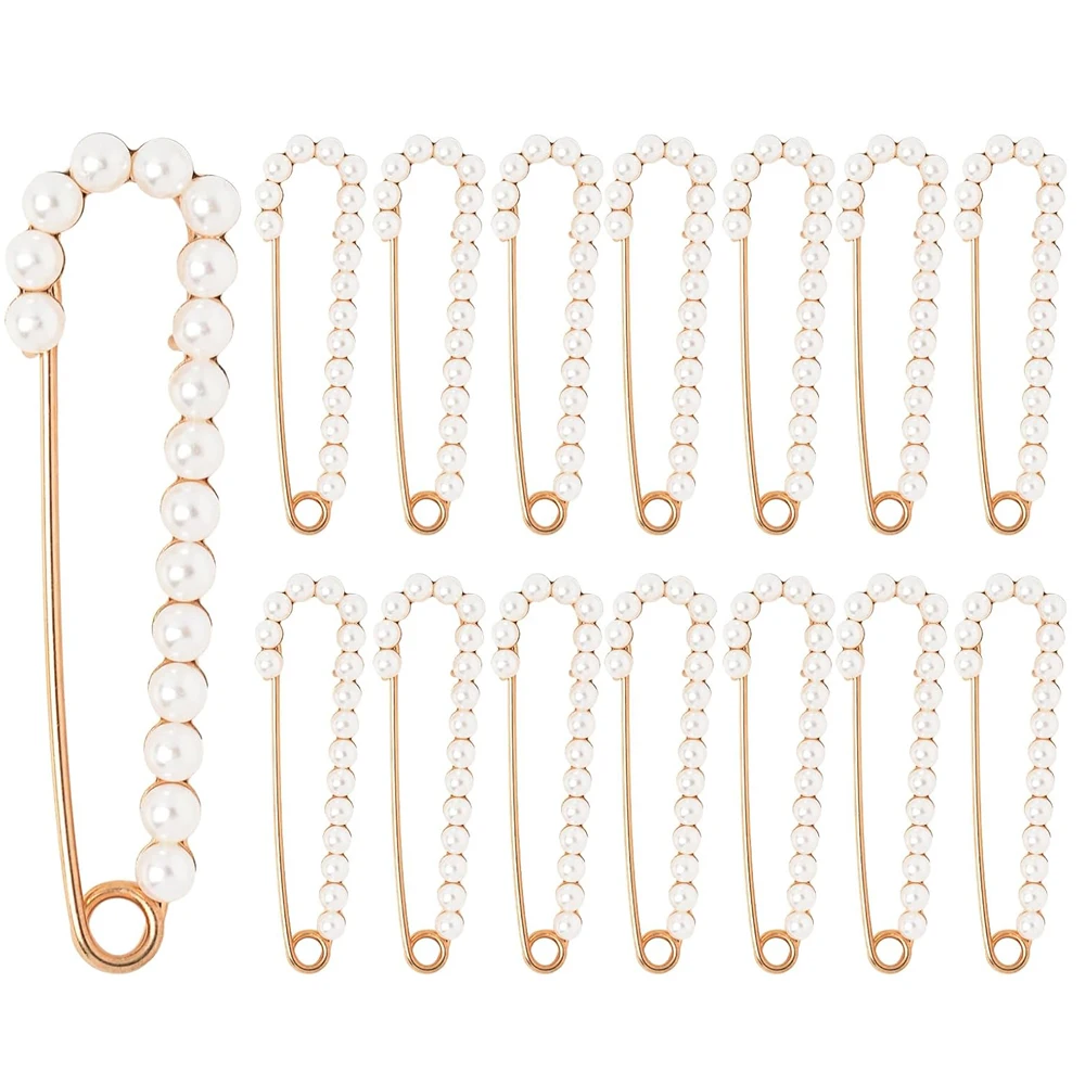 10pcs Sweater Shawl Clip Brooch Pins Pearl Brooch Safety Pins Decorative Waist Pants Extender for Women Clothing Accessories