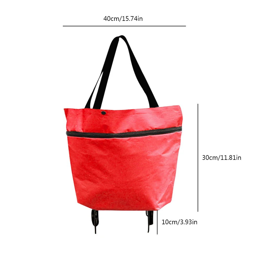 Borsa per la Spesa in Tessuto Oxford, Borsa di Ricambio Pieghevole per Carrello, Borsa per la Spesa di Ricambio Pieghevole Impermeabile per Carrello della Spesa (rosso