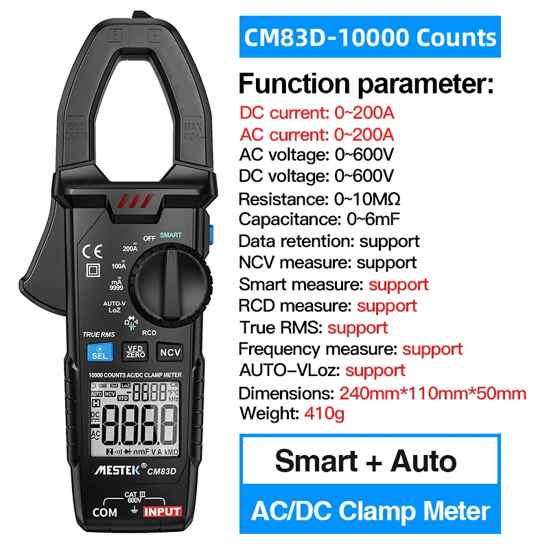 height measurement device MESTEK Digital Clamp Meter AC DC Current Voltage Auto Range Current Meter Tester Ammeter Multimeter Ture RMS Digit Meter Clamp inside caliper Measurement & Analysis Tools