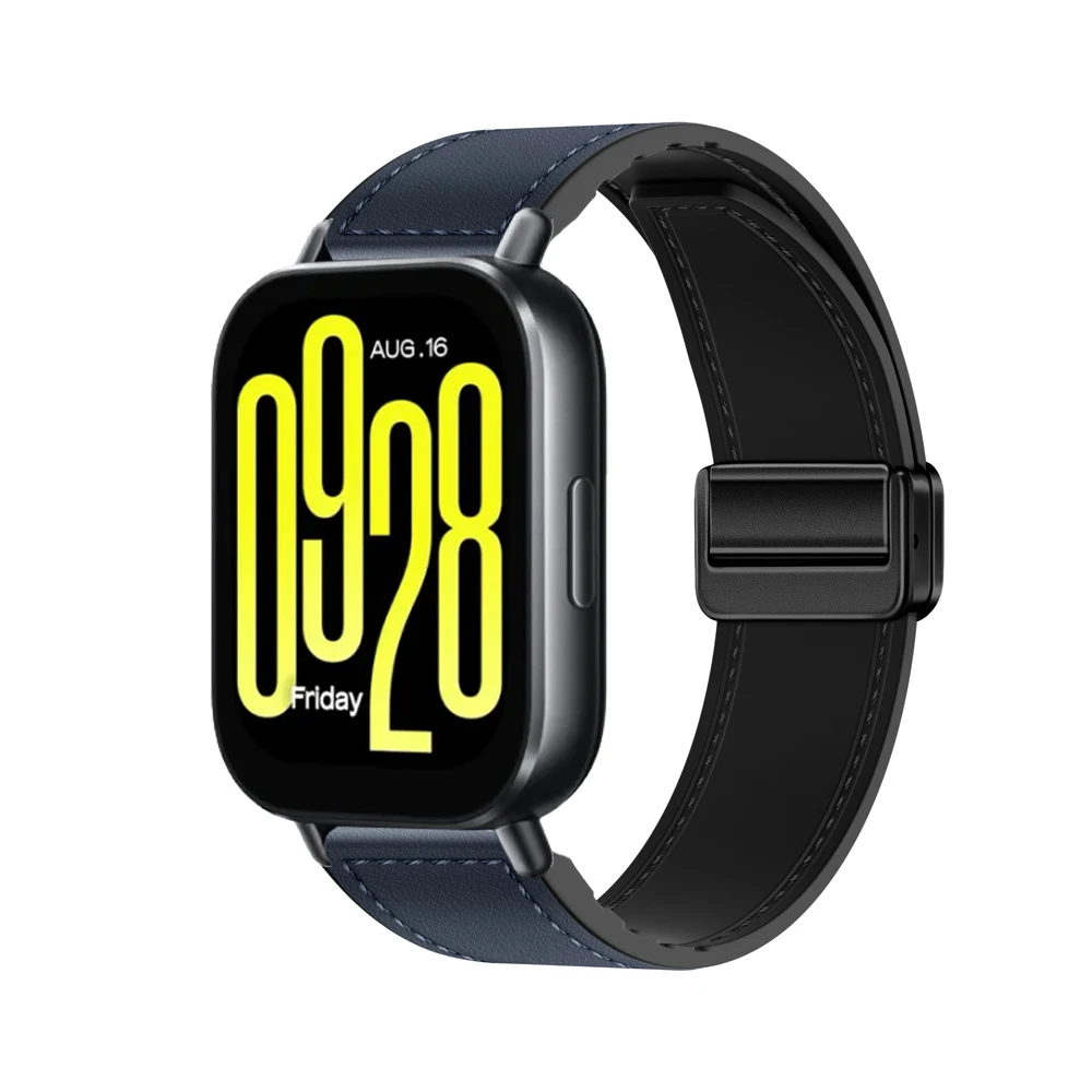 Silicone and Leather Magnetic Buckle Wristband - 22mm/20mm Strap