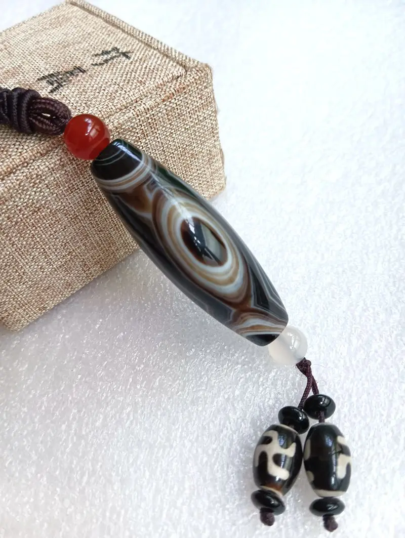 

Natural Calcedony Bead Pendant Amulet Eye Vein Hanging Necklace Agate Gem Bless Lucky Energy