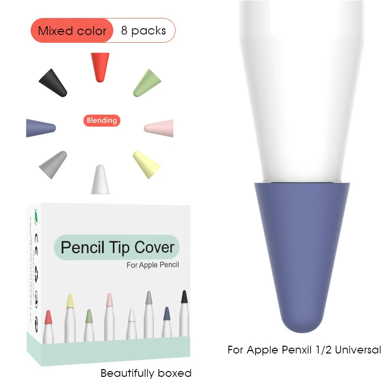 Sostituzione Delle Punte Da 8 Pezzi Per Apple Pencil 1St For 2Nd Gen Soft Silicone Nibs Cover Protection Per Apple Ipad Pencil 2 1 Nib Cover